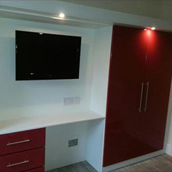 red gloss fitted wardrobes