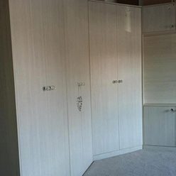 wood grain fitted corner wardrobes